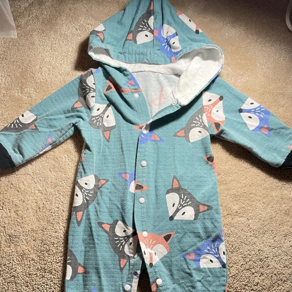 Lovely Fox Hooded Long-sleeve Romper 0-6 - Picture 1 of 3